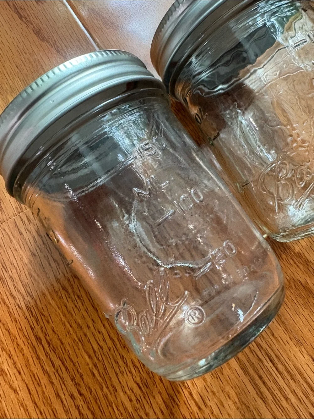6 OZ Embossed Glass Ball Jars with Silver Lids - Set of 2